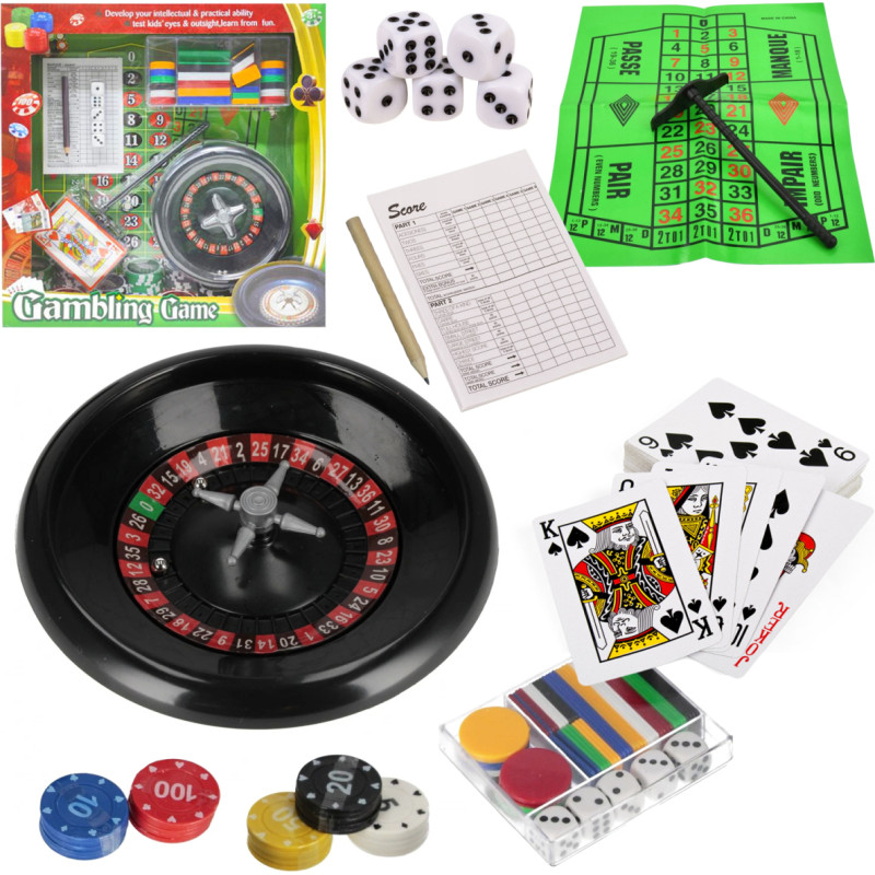 Galda spēļu komplekts: rulete, kauliņi, pokers