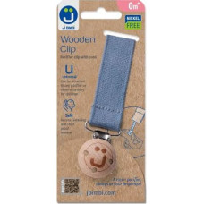 Pacifier with cord and wooden clip Eco blue