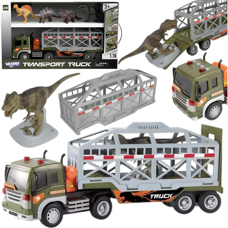 Woopie Ciężar&oacute;wka Transporter Dinozaur&oacute;w Auto z Dźwiękiem i Światłem