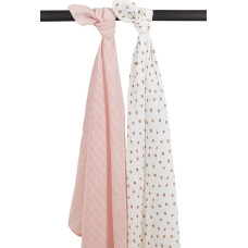 Meyco Baby muslīnu autiņu komplekts Mini Panther Soft Pink (2 gab., 120x120 cm)