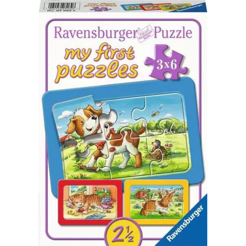 Ravensburger Mana pirmā puzle 3x6 Mani draugi – dzīvnieki 2+