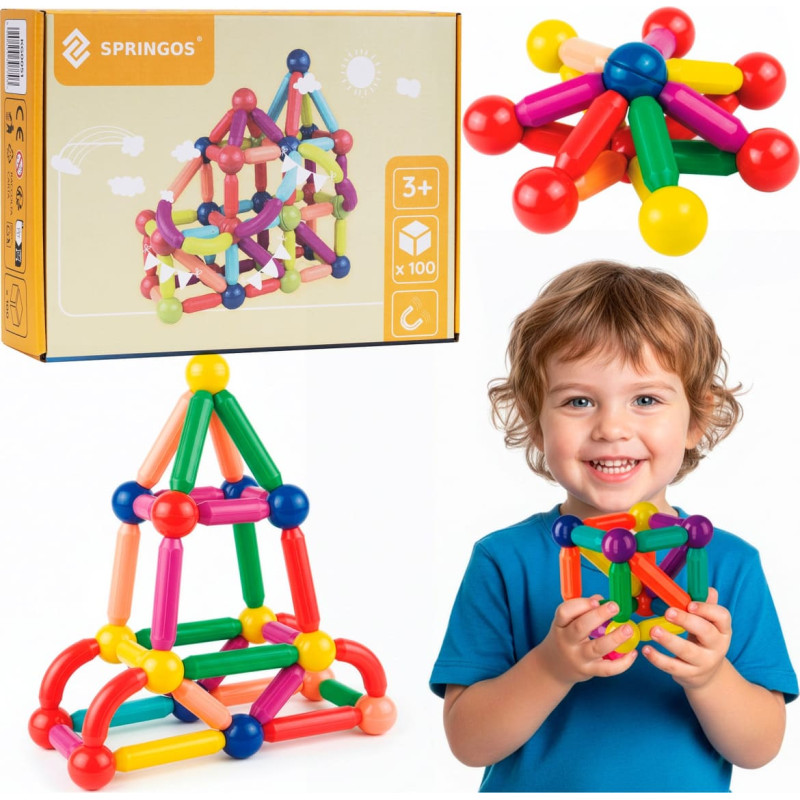 Springos Magnētiskais konstruktors 100 daļas Springos KG0051