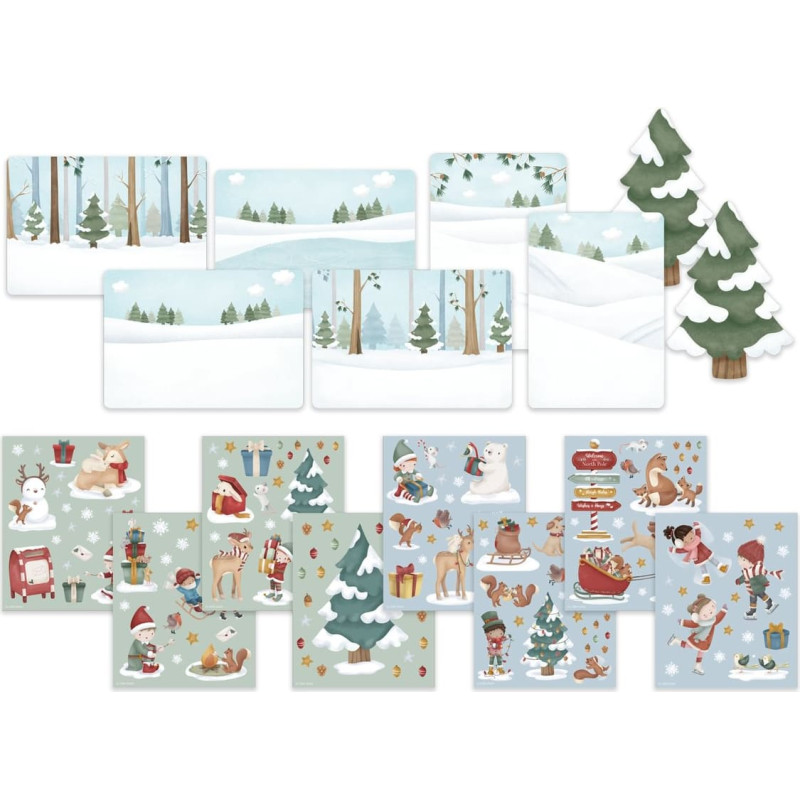 Little Dutch Ziemassvētku kartī&scaron;u un uzlīmju komplekts