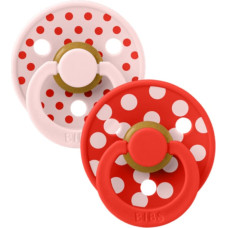 Bibs Collection Colour Round &ndash; apaļie mānekļi Polka Dots Blossom / Candy Apple 0-6m 2pcs