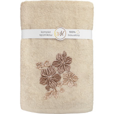 RĘCZNIK KPL.MARIBELLA 3 SZT./30X50/50X100/70X140/ FROTTE HAFT 004 HIBISKUS MIGDAŁOWY