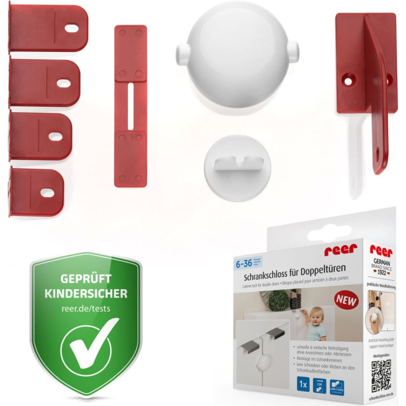 Reer Skapja slēdzene divviru durvīm, balta