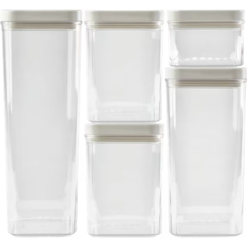 Curver Sausās pārtikas uzglabā&scaron;anas trauku komplekts 0,5L+2x1,2L+1,8L+2,4L Kara caurspīdīgs/balts