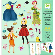 DJECO Uzlīmes un papīra lelles - Lielā mode DJ09691