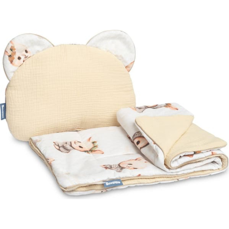 Sensillo MUSLIN PUSHCHAIR SET - BEIGE BUNNY