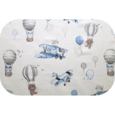 Ega Kids Diaper - 13568  - FLANNEL PRINT - EGA - FOX in the PLANE - BLUE - size 70x80 cm