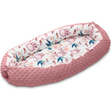 Sensillo Baby nest Minky – birds retro pink