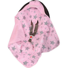 Duet Baby Blanket with hood -  599 - SWADDING TO CAR SEAT - size 80x80 - PINK