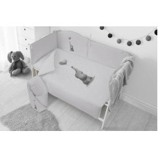 Belisima Baby Bedding set - 5 parts - 120/90/180 - SŁONIOWE LOVE - GREY