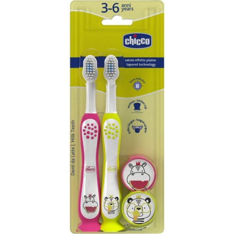 Chicco 174744 HIPPO AND PANDA TOOTHBRUSH 3-6Y