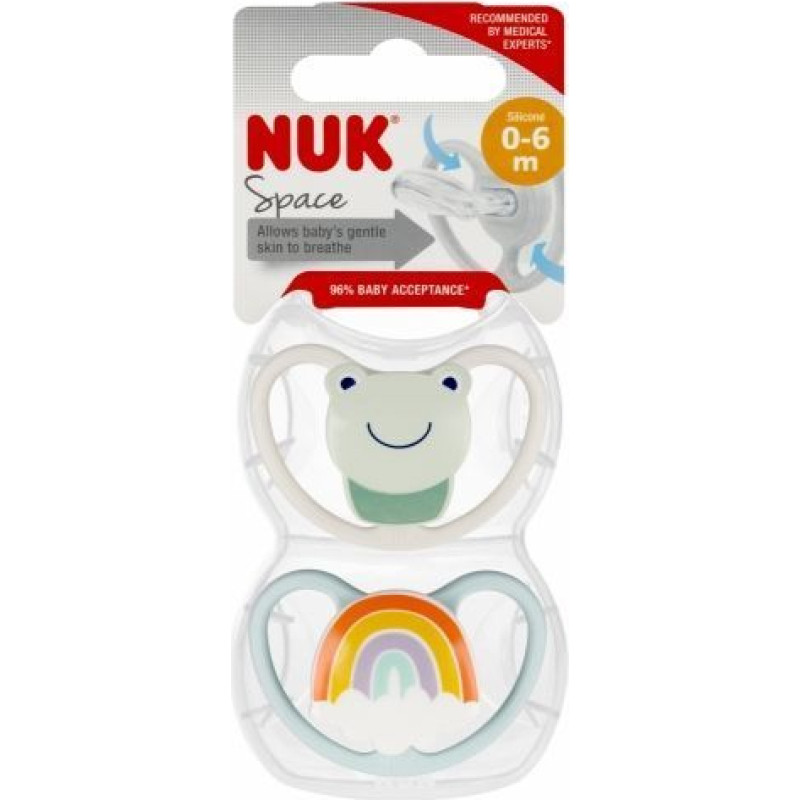 NUK 7469 SM.SIL. SPACE FROG 0-6 2PCS/BOX 541375, 730898