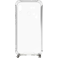 Evelatus Huawei Y6 2019 Silicone TPU Transparent with Necklace Strap Silver