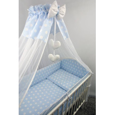 Minikid Bedding set - 6  parts - 135/100/360 - KROPKI - BLUE