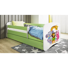 Kocot Kids babydreams green zoo gulta ar atvilktni un matraci 140/70