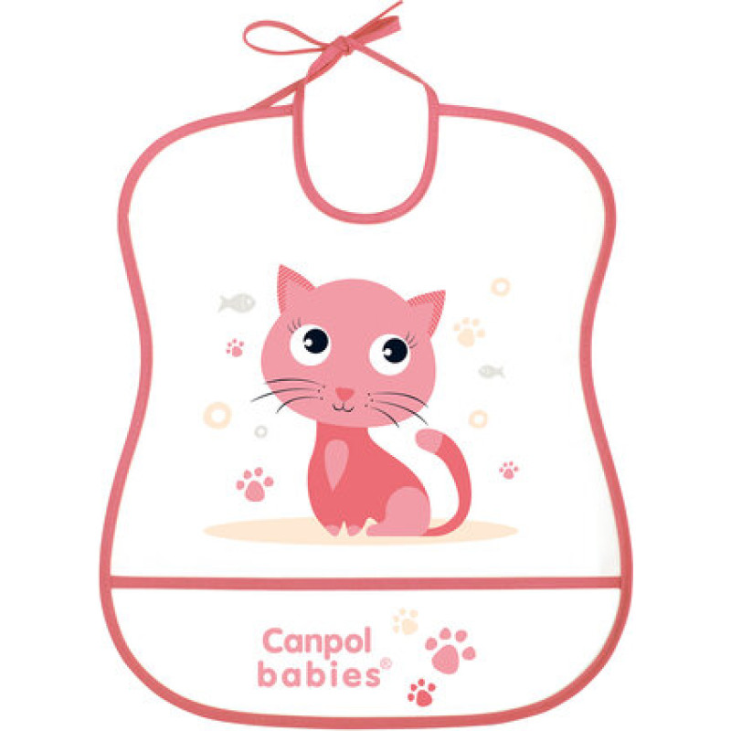 Canpol Babies CANPOL 2/919 Śliniak plastikowy miękki - pink cat