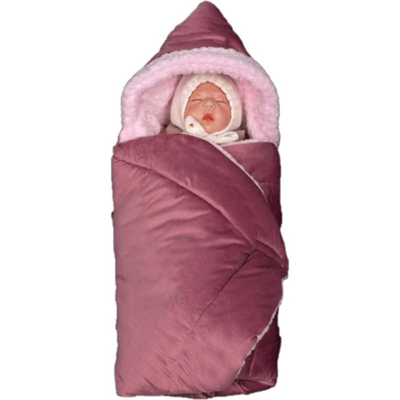 Minikid Swaddling blanket - 657 - with filling - VELVET / SOFT - DIRTY PINK