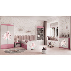 Kocot Kids babydreams pink horse gulta ar atvilktni un matraci 180/80