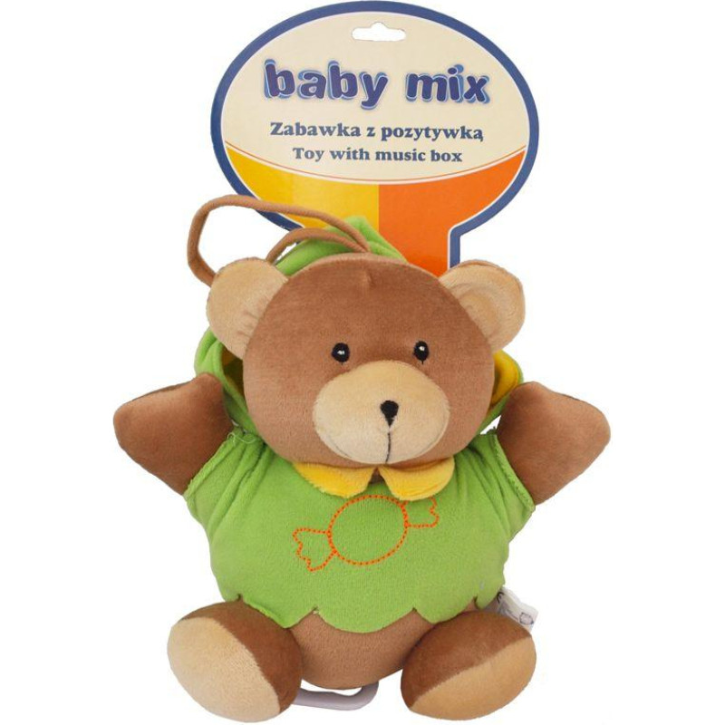 Baby Mix TK/P/1034-0700 Pozytywka pluszowa Miś w zielonym kubraczku 46552