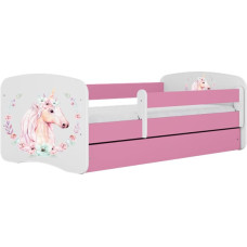 Kocot Kids babydreams pink horse gulta ar atvilktni un matraci 160/80