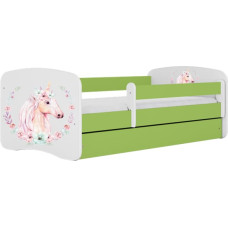 Kocot Kids babydreams green horse gulta bez atvilktnes ar matraci 180/80