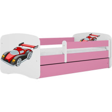 Kocot Kids babydreams pink racing car gulta ar atvilktni un matraci 140/70