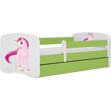 Kocot Kids babydreams green unicorn gulta bez atvilktnes ar matraci 160/80