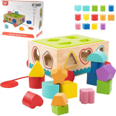 Tooky Toy Drewniany Sorter Wózek Klocki 16 el.