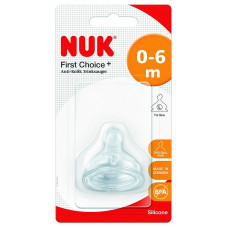 NUK FIRST CHOICE Plus Anti-Colic silikona knupītis L-putrai 0-6m. 1gab. 709254 SA42 IZPĀRDOŠANA