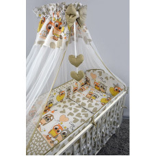 ANKRAS OWLS AND HEARTS Gultas veļas komplekts no 2 daļām 120x90cm beige