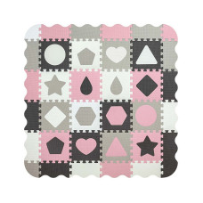 MILLY MALLY Grīdas puzle - paklājs 148x148cm Jolly 4x4 Shapes - Pink Grey