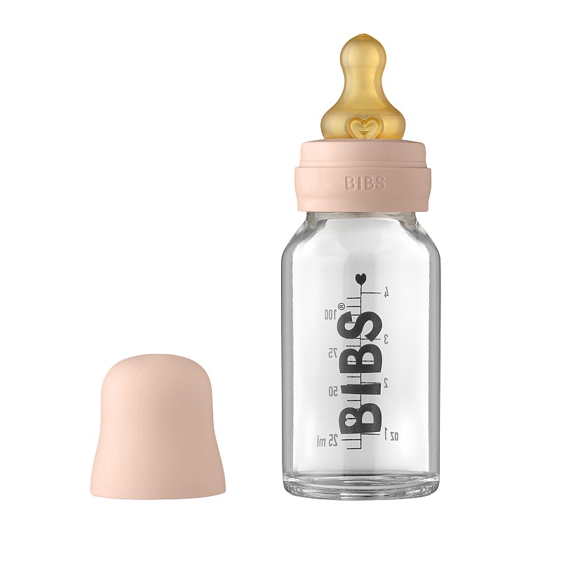 BIBS Stikla bērnu pudelīte 110ml Blush