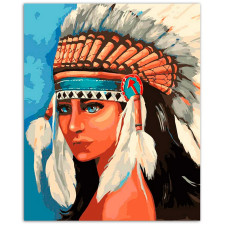 TSVETNOY Dimantu mozaīkas komplekts 50x65cm Native American girl, LMC012e