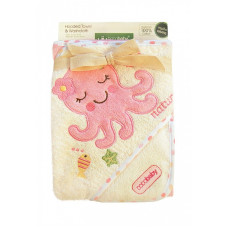 BOBOBABY Eco Dvielis ar kapuci 76x76cm OKR-ECOM Pink Octopus