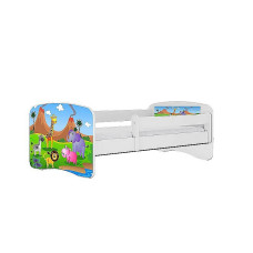 KOCOT KIDS gulta bez atvilktnes ar matraci BABYDREAMS white Safari 180x80cm