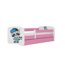 KOCOT KIDS gulta ar atvilktni un matraci BABYDREAMS pink Raccoon 160x80cm