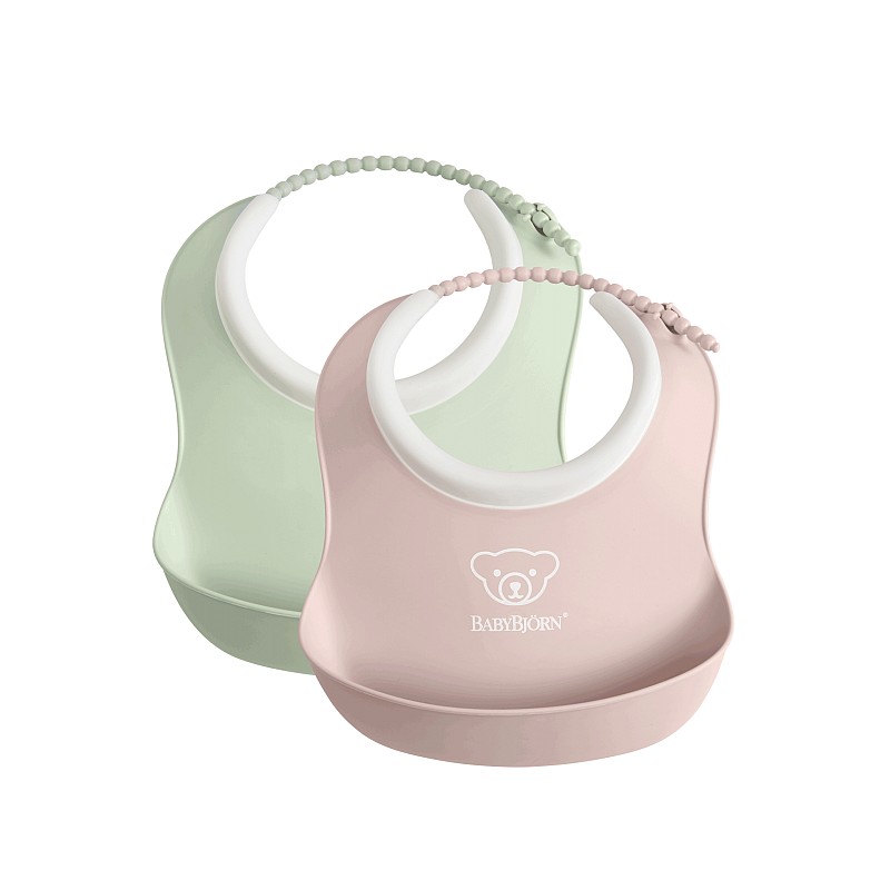 BABYBJORN SMALL BIB Lacīte 2gab. 4M+, Powder Green / Powder Pink  052043