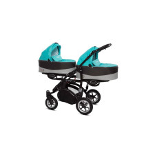 BABYACTIVE TWINNY PREMIUM dvīņu rati TROPIC GREEN, 11 melns rāmis