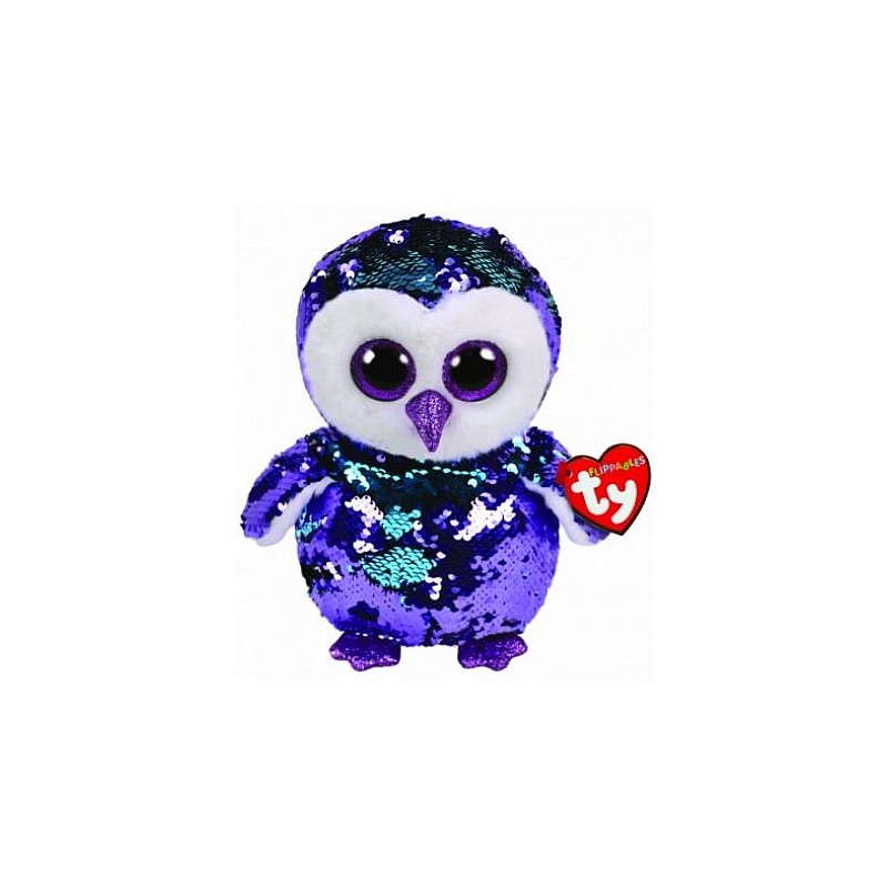 TY Flippables Mīkstā rotaļlieta MOONLIGHT PURPLE SEQUIN OWL 24cm, TY36439