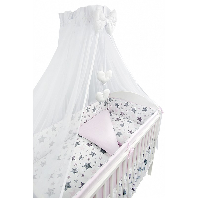 ANKRAS NEW STARS gultas veļas komplekts no 4 daļām 135x100cm - 360cm - rozā