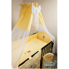 ANKRAS BEAR WITH A PILLOW  gultas veļas komplekts no 5 daļām 135x100cm - 360cm - dzeltens
