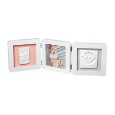 BABY ART Double Print Frame komplekts mazuļa pēdiņu/rociņu nospieduma izveidošanai, balts, 3601097200