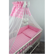 ANKRAS DOTS gultas veļas komplekts no 4 daļām 120x90cm - 180cm - rozā