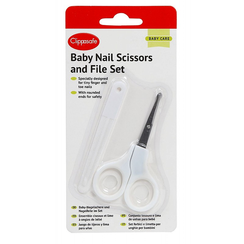 CLIPPASAFE 33/2 Baby Nail Scissors & File Set Nagu vīllīte un šķērītes, CL302