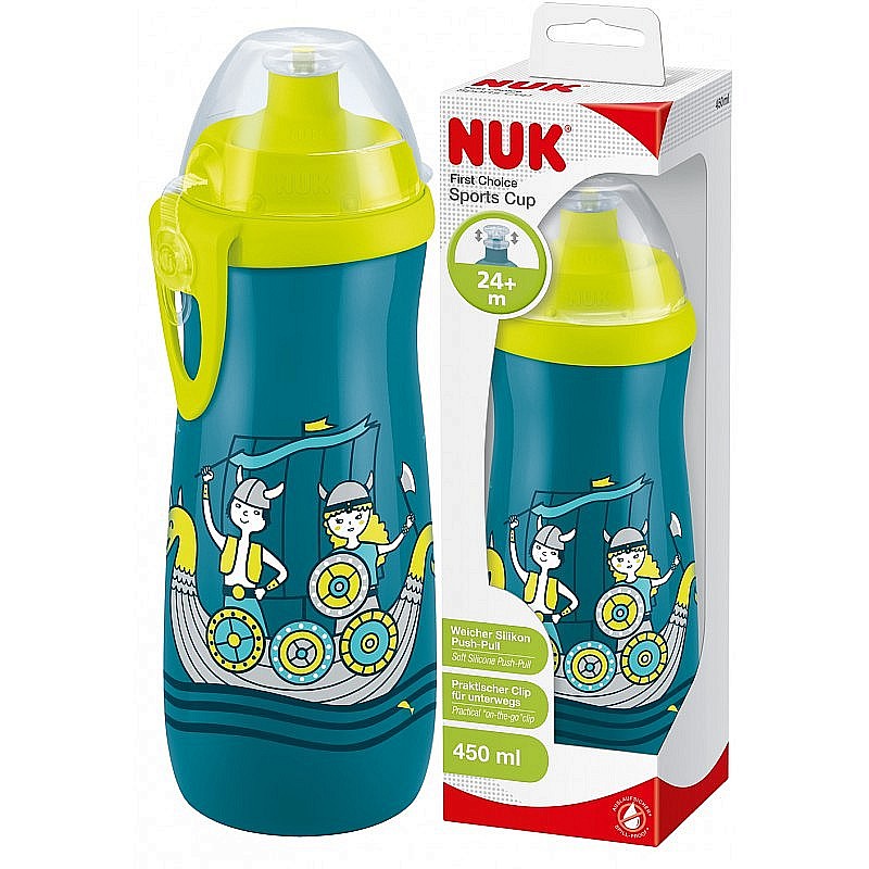 NUK First Choice sporta pudelīte 450ml ar snīpīti SK99 10255412 Vikingi (310136) IZPARDOŠANA