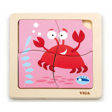 VIGA koka puzle CRAB 4 elementi 50146