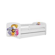 KOCOT KIDS gulta ar atvilktni un matraci BABYDREAMS white Zoo 160x80cm